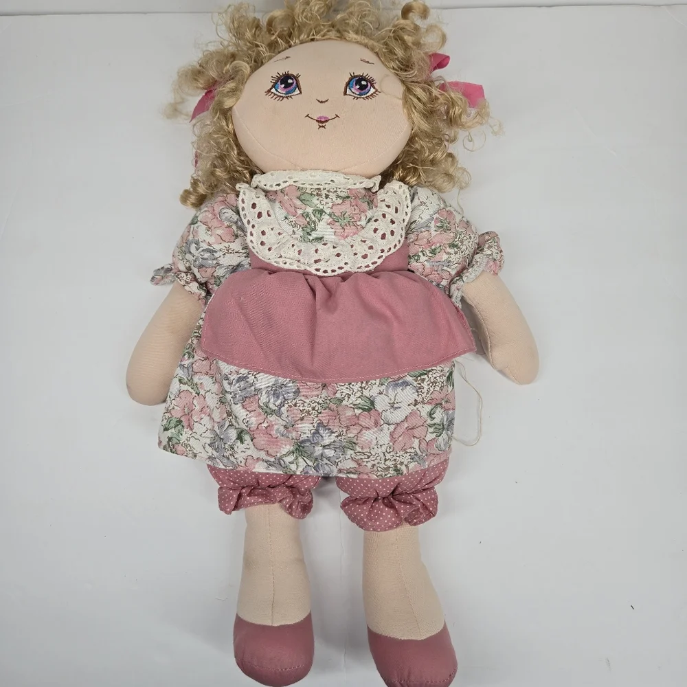 Commonwealth 1990 Softhearted Friends Curly Blonde Hair Girl Doll Large 29 Plush